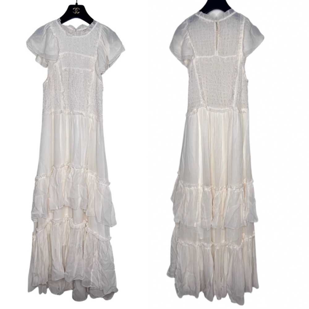 Ulla Johnson Silk White Long Tiered Dress US 6 Medium (can fit a small too).